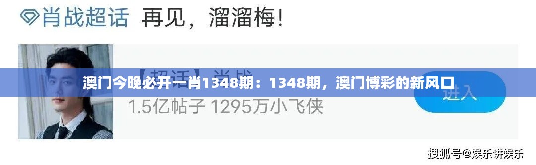 澳门今晚必开一肖1348期:1348期,澳门博彩的新风口