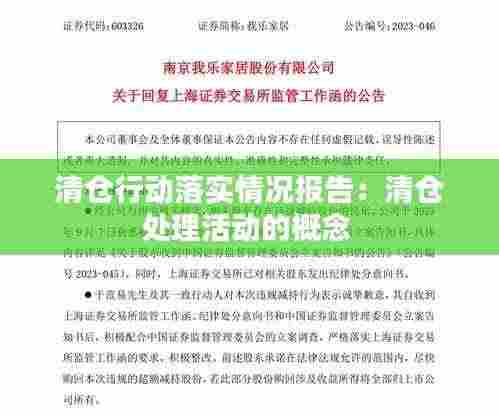 清仓行动落实情况报告:清仓处理活动的概念