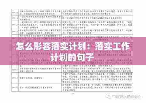 怎么形容落实计划:落实工作计划的句子
