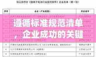 遵循标准规范清单,企业成功的关键与保障价值