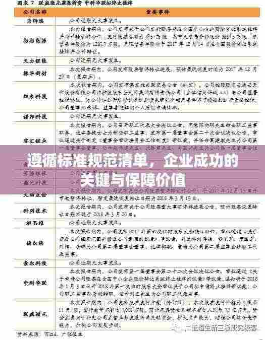 遵循标准规范清单,企业成功的关键与保障价值