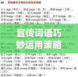 宣传词语巧妙运用策略，提升宣传效果的艺术